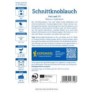 Kiepenkerl Schnittknoblauch Fat Leaf Samenpackung. Winterhartes Saatgut für würzige Gerichte.