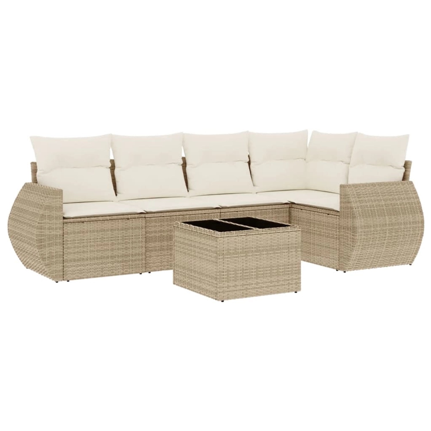 vidaXL 6-Tlg Garten-Sofagarnitur mit Kissen Beige Poly Rattan 3253675 günstig online kaufen