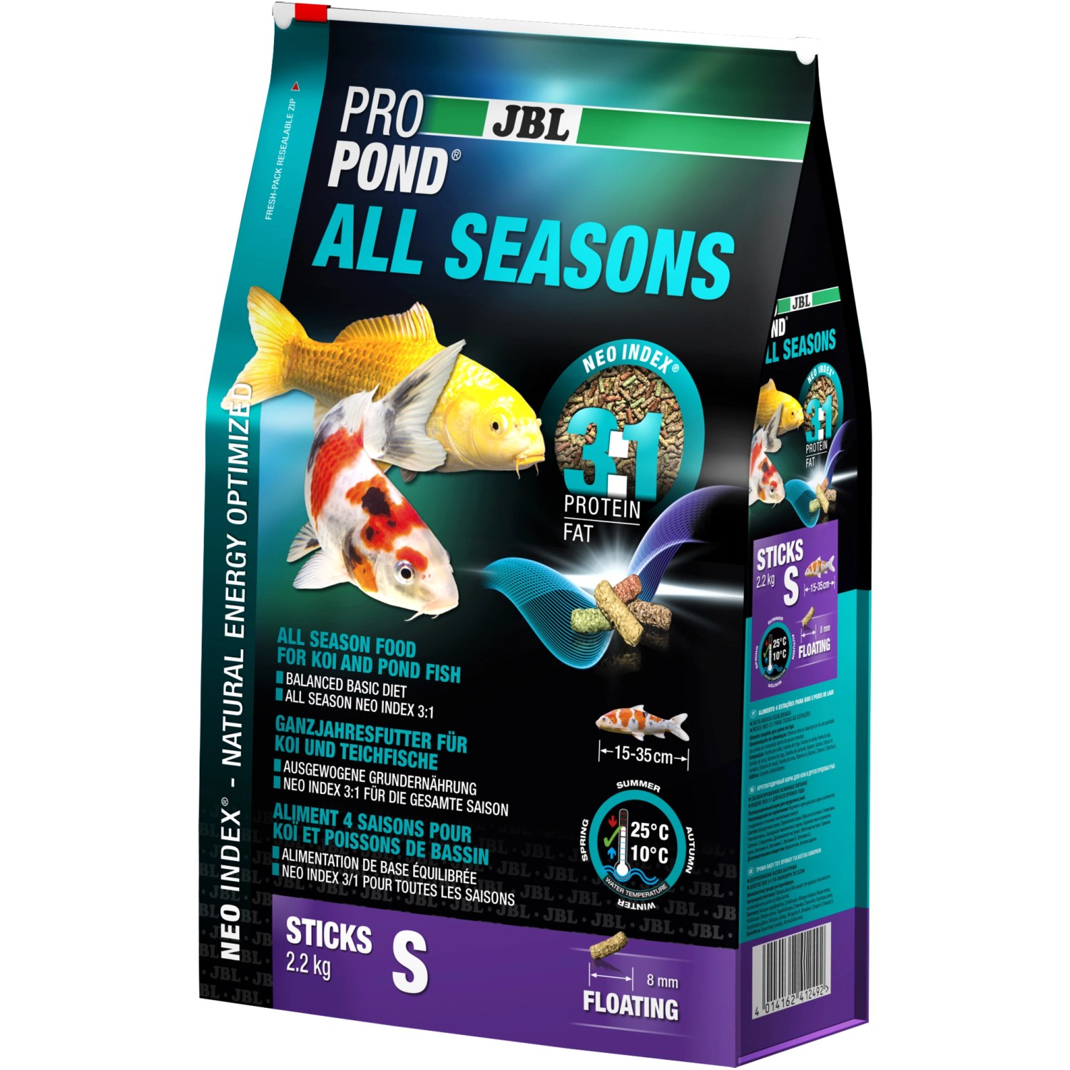 JBL TeichFischfutter Koi und Teichfische ProPond All Seasons S 2,2 kg