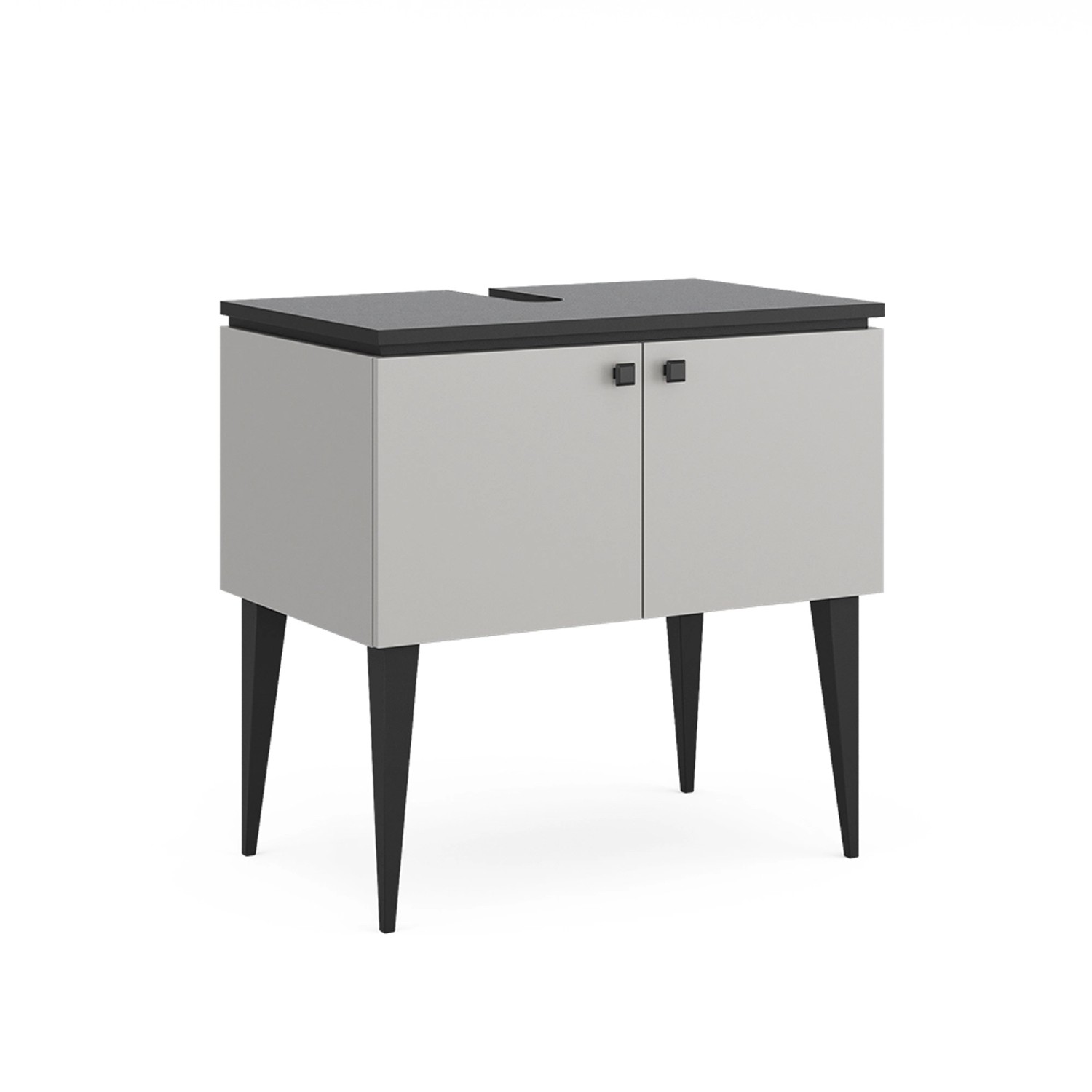 Vicco Waschbeckenunterschrank Gerta Grau/Schwarz 80 x 79 cm mit Türen