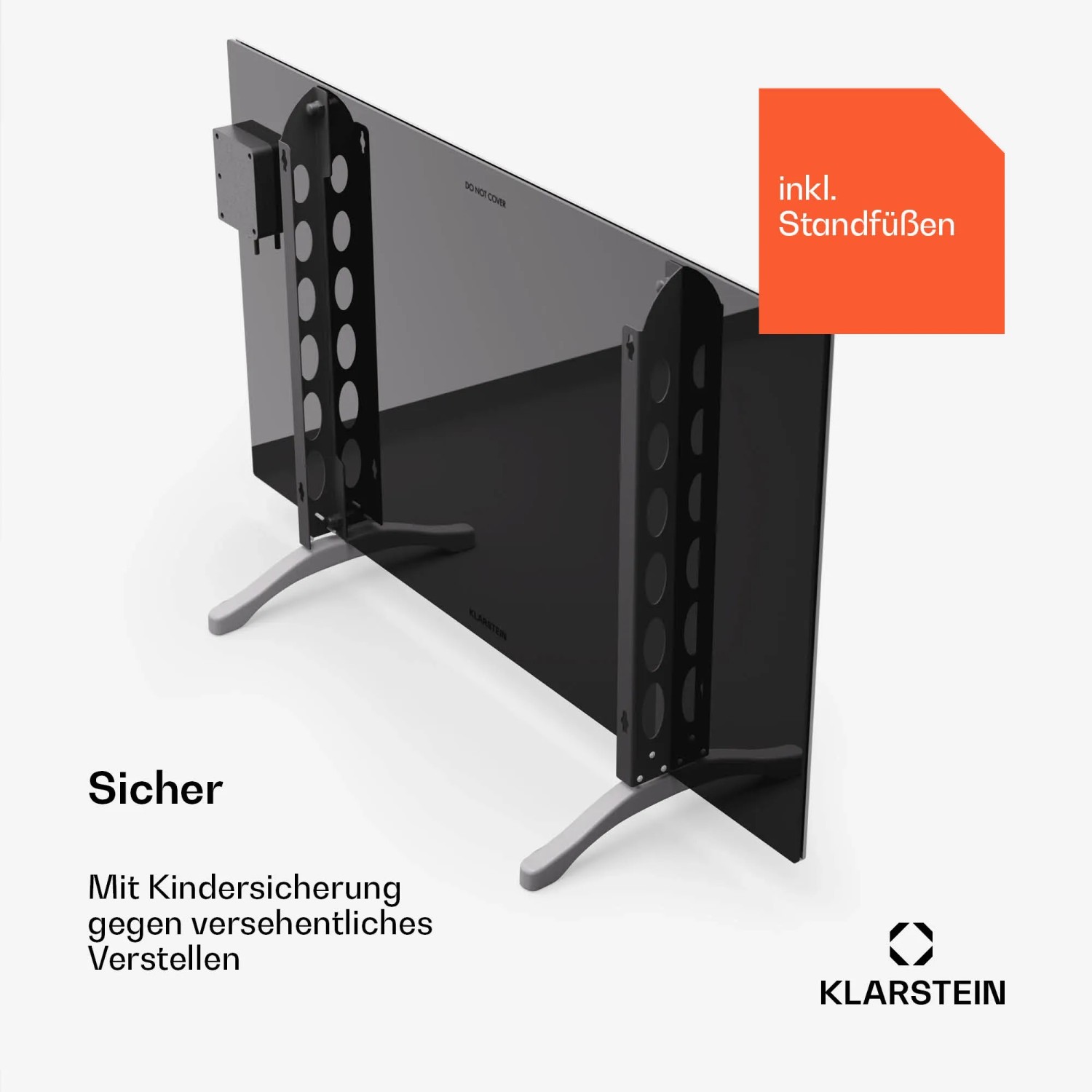 Klarstein Marvel Mirror Infrarotheizung mit Standfüßen, silbergraue Spiegel-Heizung zur Wandmontage.