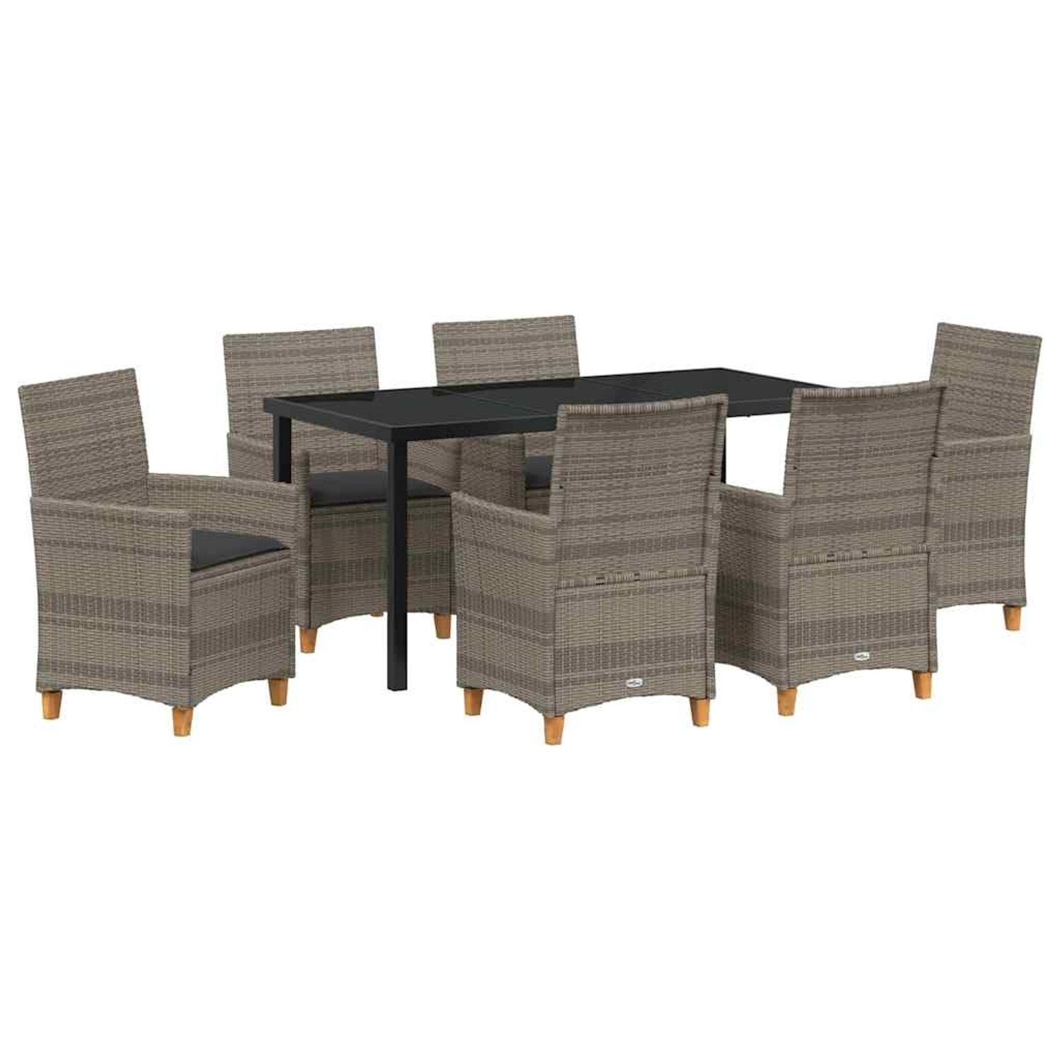 vidaXL Garten Essgruppe 7-Tlg Grau Poly Rattan 3381076 günstig online kaufen