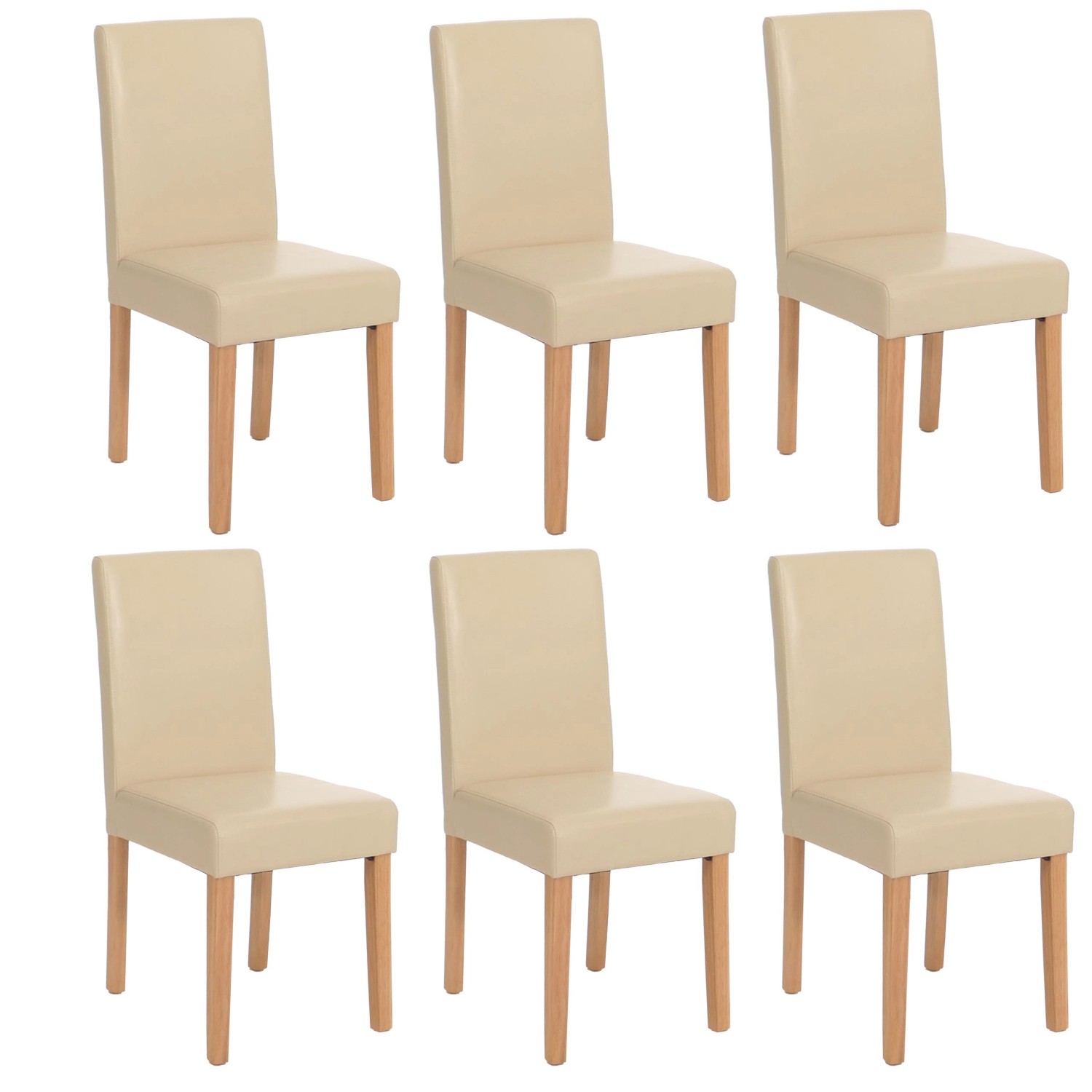 CHEFGASTRO Esszimmerstuhl 6er-Set Klassisch & Zeitlos 90x43x56cm Sitzhöhe 45cm Leder Helle Beine Creme