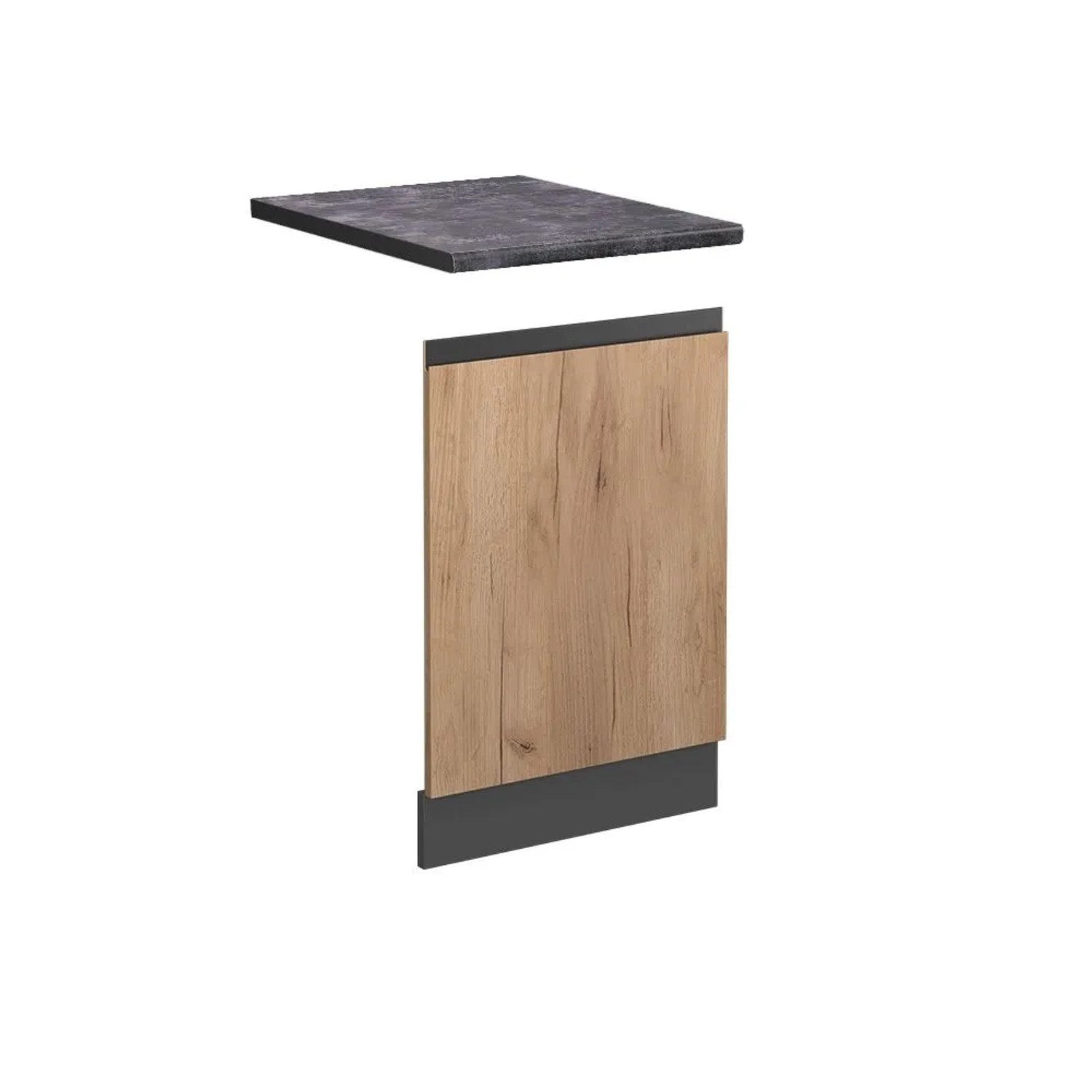 Vicco Frontblende R-Line Goldkraft Eiche Anthrazit 45 cm J-Shape AP Anthrazit mit Anthrazit Korpus