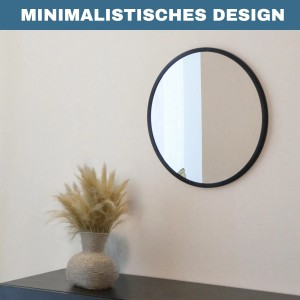 Runder Albatros Spiegel mit schwarzem Metallrahmen (70cm Durchmesser).