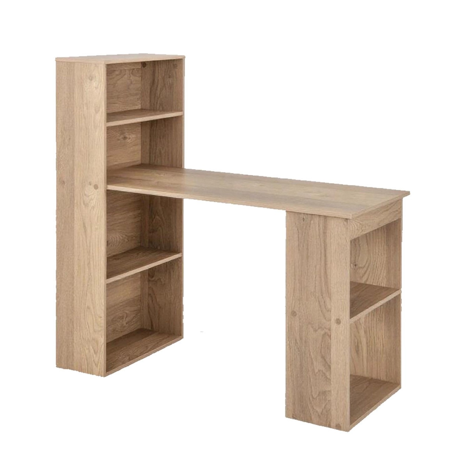 Costway Schreibtisch mit Bücherregal 122 x 56 x 122 cm Natur günstig online kaufen
