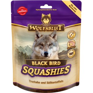 Wolfsblut Squashies Black Bird Hunde-Belohnungssnacks mit Truthahn und Süßkartoffel im Beutel.