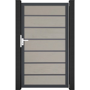GroJaSolid Grande Premium Tor in Bi-Color Sand, 100x180 cm, mit Rahmen DB703. Sichtschutzzaun Tor.