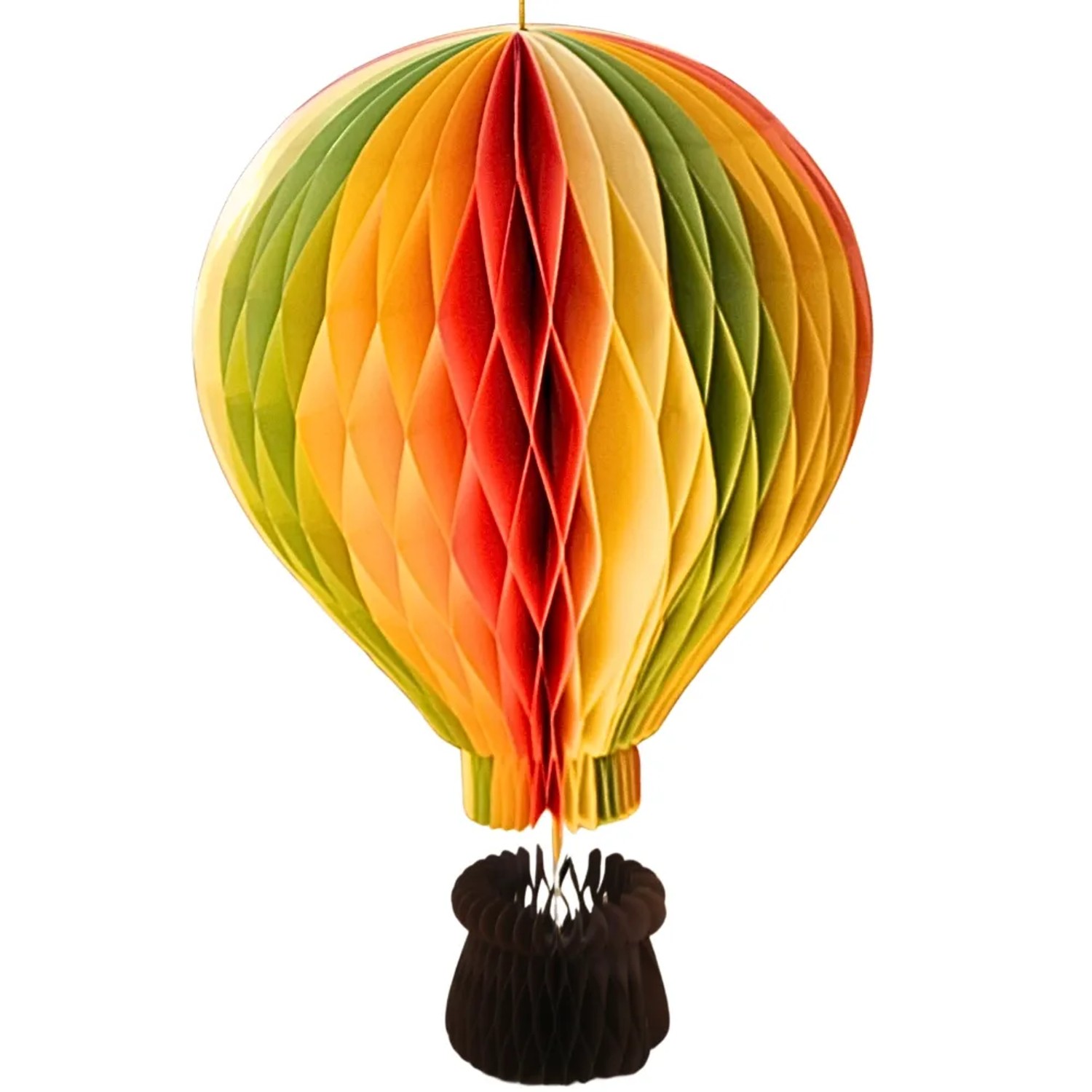 Dekohelden24 XXXL Dekoballon Papierluftballon Hänger Heißluftballon mit Korb in Bunt 1 Stück Größe L/B/H 60 x 60 x 95 cm