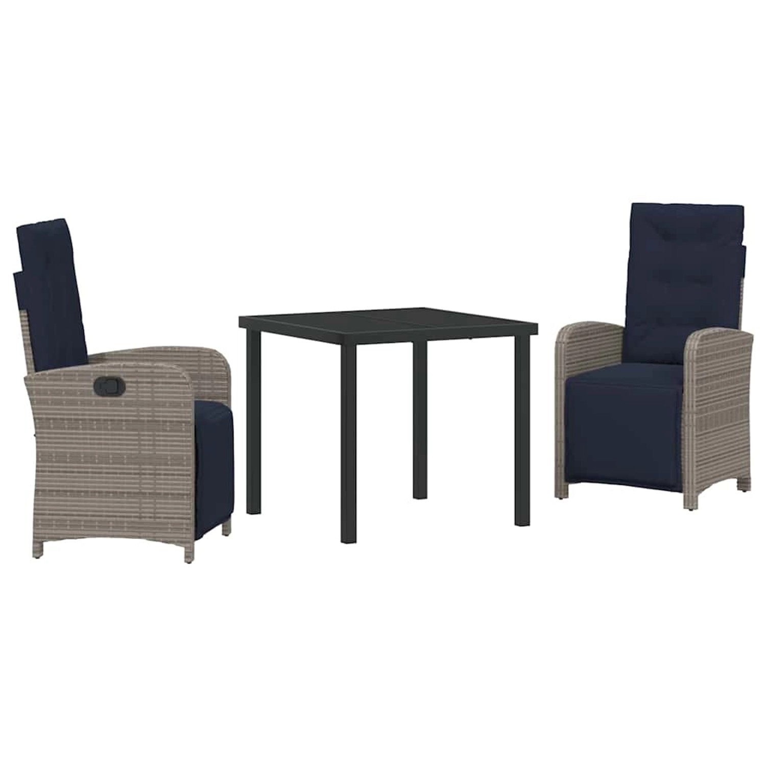vidaXL Garten Essgruppe 3-Tlg Grau Poly Rattan 3380358 günstig online kaufen