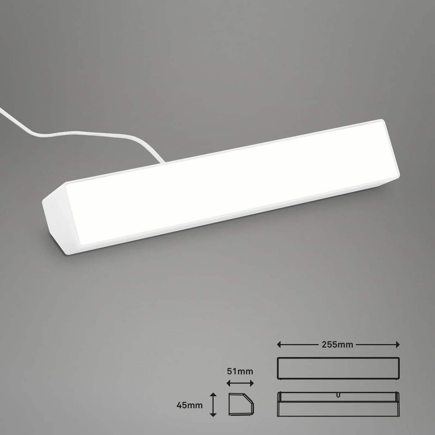Weiße, dimmbare Brilo LED-Tischleuchte Muro S B-Smart, 9W mit Wifi und Bluetooth Steuerung.
