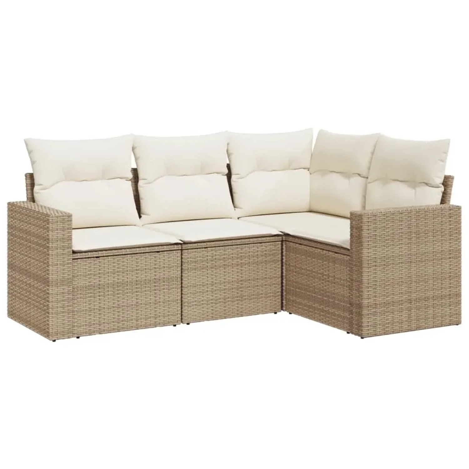 vidaXL 4-Tlg Garten-Sofagarnitur mit Kissen Beige Poly Rattan 3251245