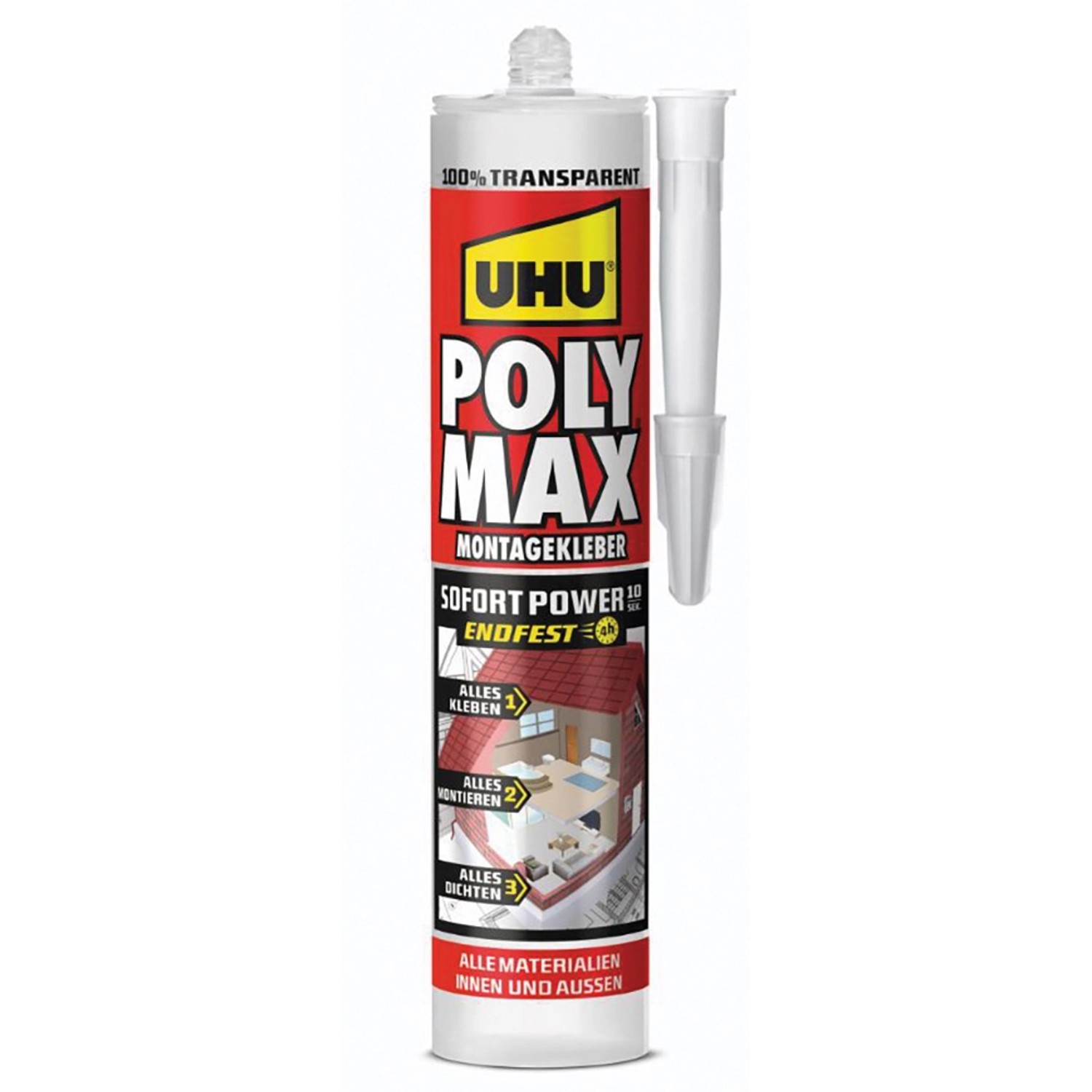 UHU Poly Max Montagekleber Sofort Power Transparent 300 g