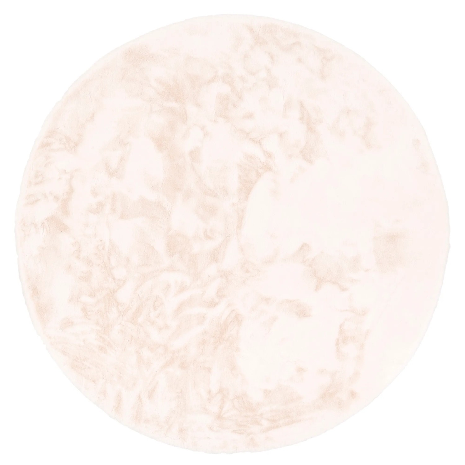 Runder, creme-farbener Pergamon Luxus Fellteppich Plush Super Soft, 160x160cm.