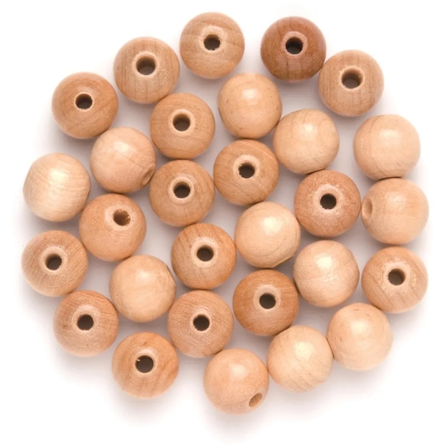 Holzperlen, Ø 10 mm, 47 Stück, Natur, FSC® zertifiziert, für Schmuckbasteln.