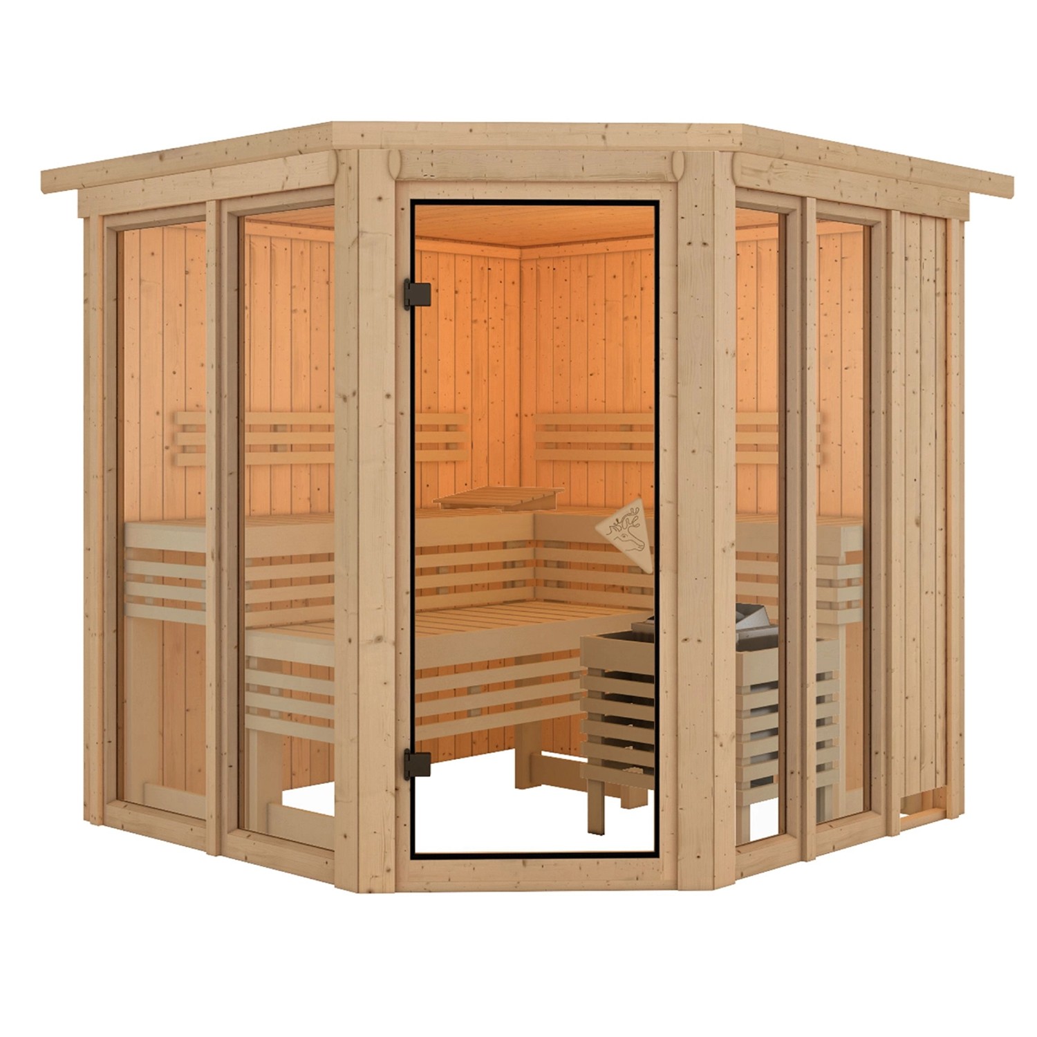 Karibu Sauna Airini mit Kranz Naturbelassen günstig online kaufen