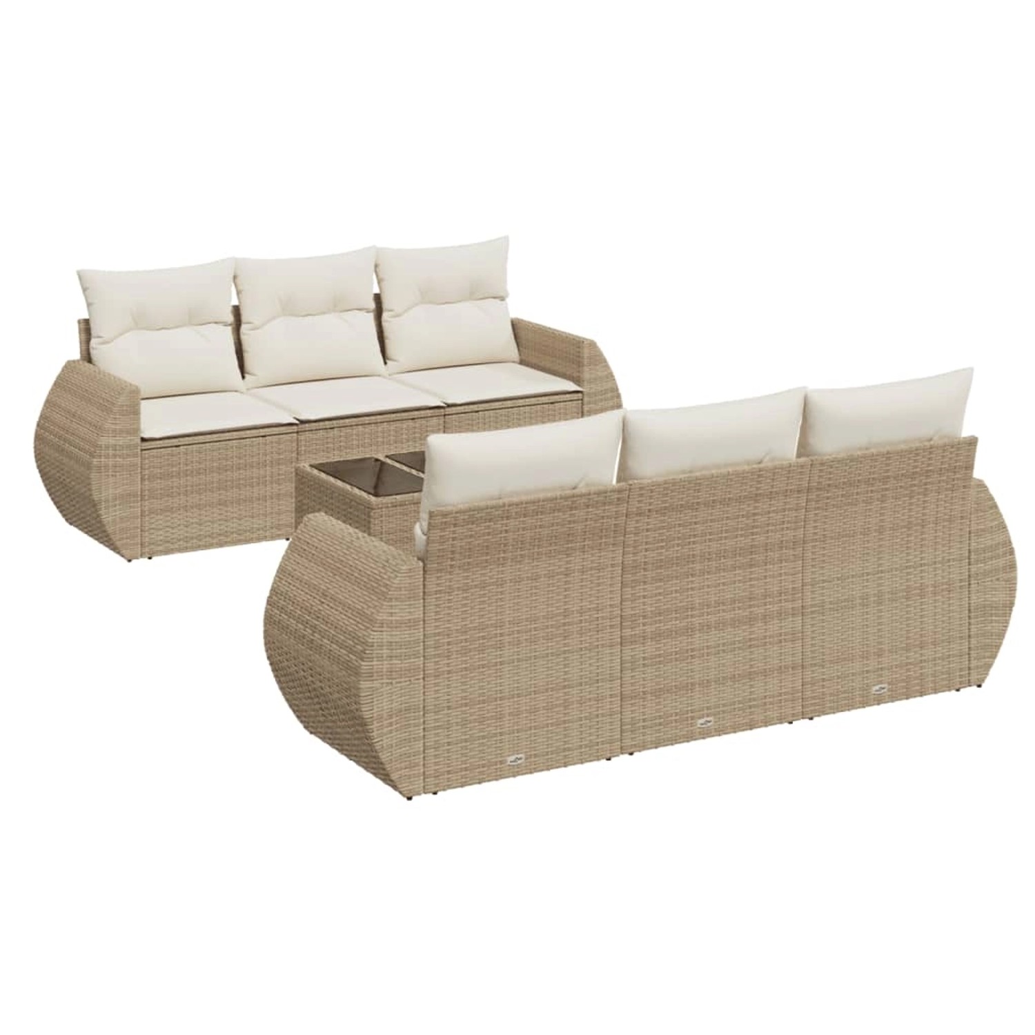 vidaXL 7-Tlg Garten-Sofagarnitur mit Kissen Beige Poly Rattan 3221107 günstig online kaufen