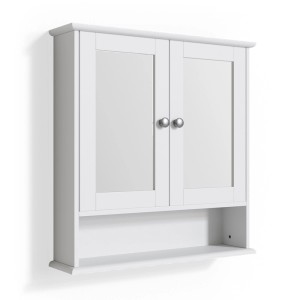 Vicco Badspiegelschrank Bianco, weiß, 56x58 cm, mit zwei Spiegeltüren und Ablage.