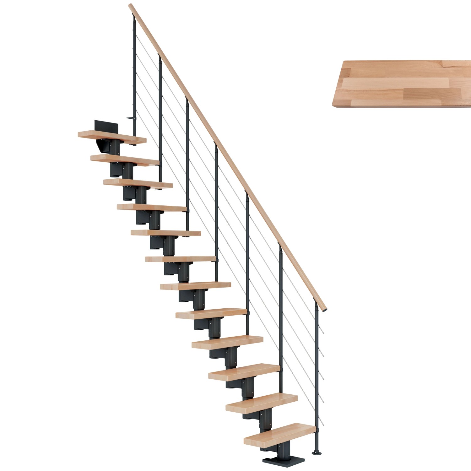 Dolle Mittelholmtreppe Dublin Buche Anthrazit GH bis 315 cm Gerade 65 cm FS günstig online kaufen