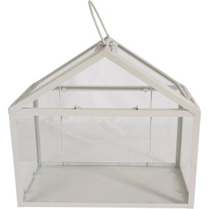 Graues Boltze Gewächshaus, 28x15x30 cm, aus Eisen und Glas, modernes Deko-Highlight.
