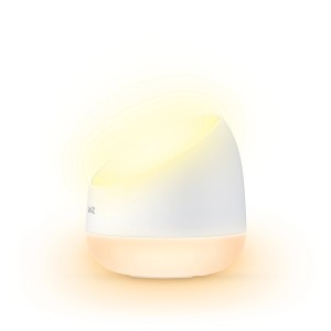 Weiße WiZ Smart LED Tischleuchte Squire mit warmweißem Licht und Farbwechsel.