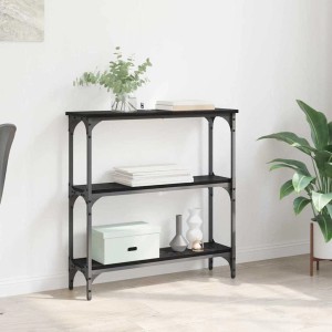 vidaXL Konsolentisch mit 3 Regalen in Schwarz Eichen-Optik, 75x22,5x75 cm. Beistelltisch für Wohnzimmer.