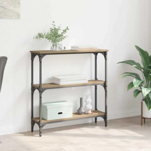 vidaXL Konsolentisch Artisan-Eiche mit 3 Regalen und schwarzem Metallrahmen im Industrial-Design.