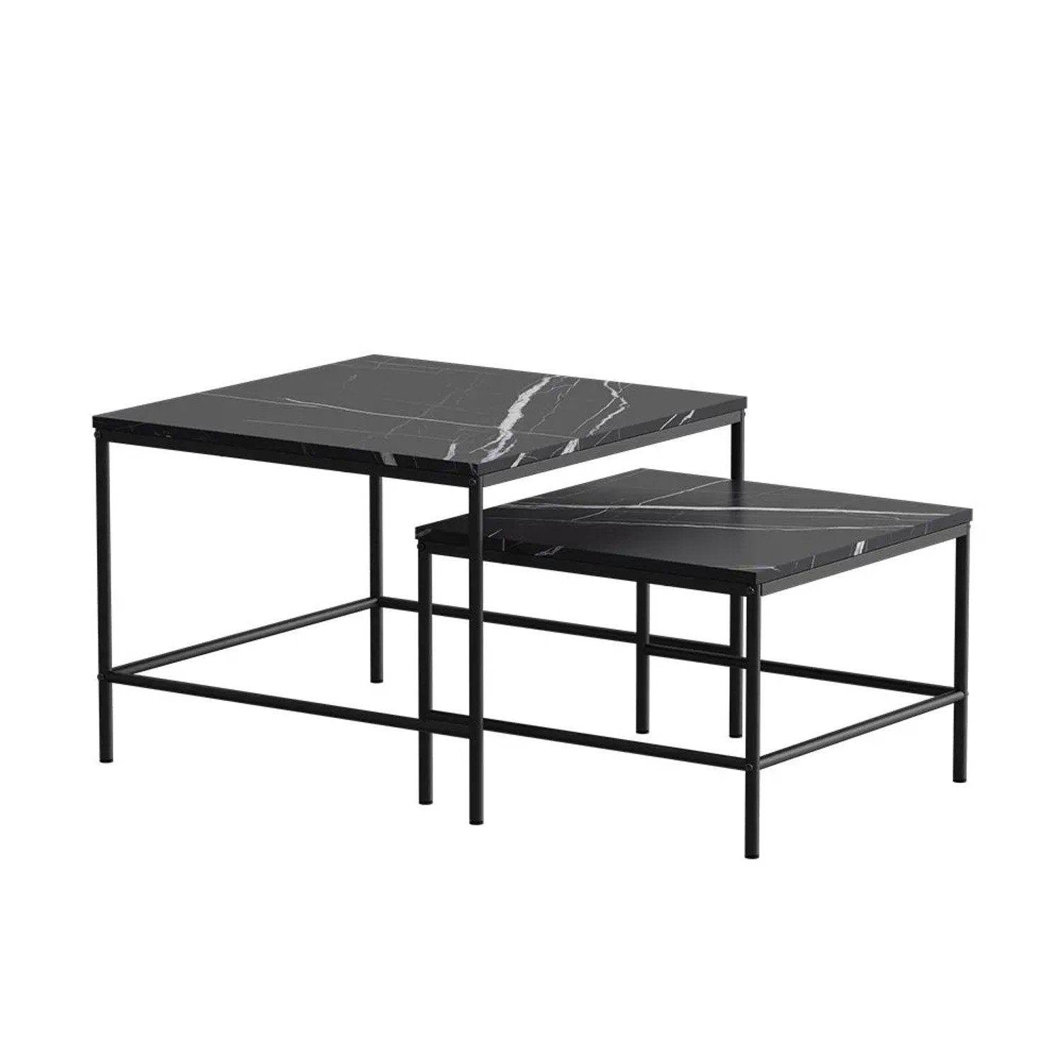 Vicco Couchtisch-Set Ramio Schwarzer Marmor 60 x 45 2 Teile Art Nr 56410