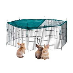 Relaxdays Freilaufgehege Stahl Nylon Grün mit Netzabdeckung ø 110 cm x 40 cm 2,5 kg
