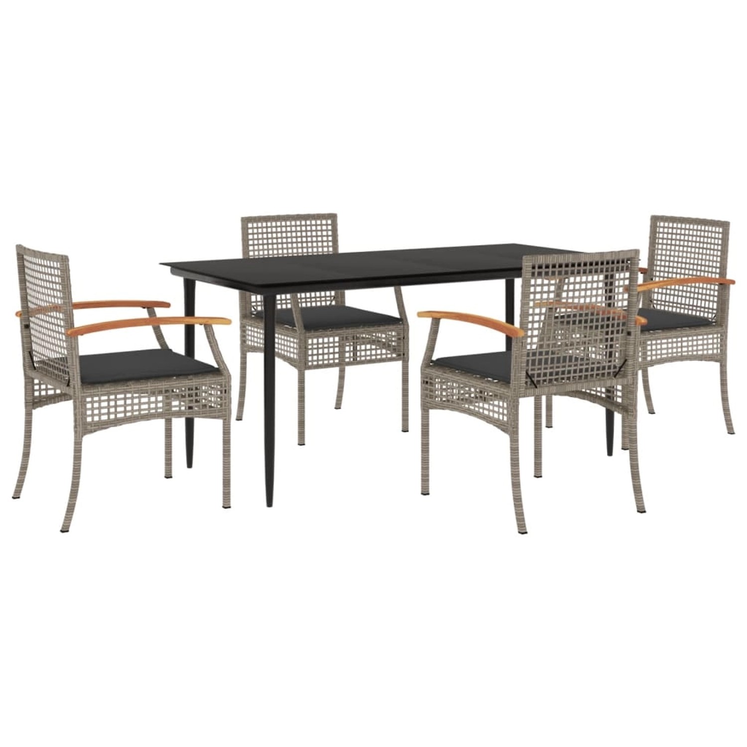 vidaXL 5-Tlg Garten-Essgruppe mit Kissen Grau Poly Rattan 3213613 günstig online kaufen