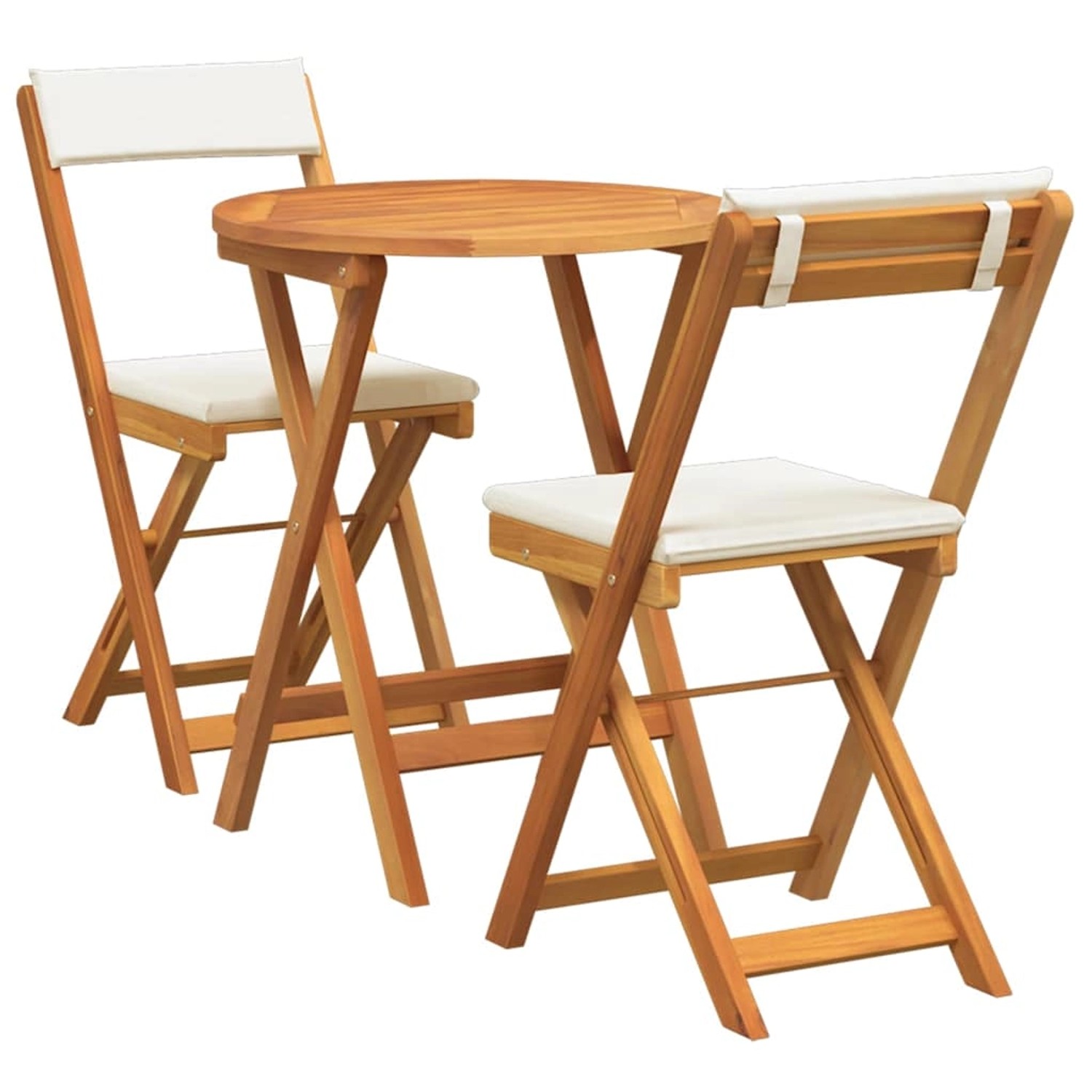 vidaXL Garten Bistro Set mit Kissen 3-Tlg Braun Akazie Massivholz 4105501