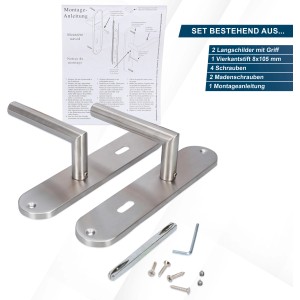 Alpertec Türbeschlag Conte-LS Renovierungsgarnitur, Edelstahl satiniert, mit Zubehör.
