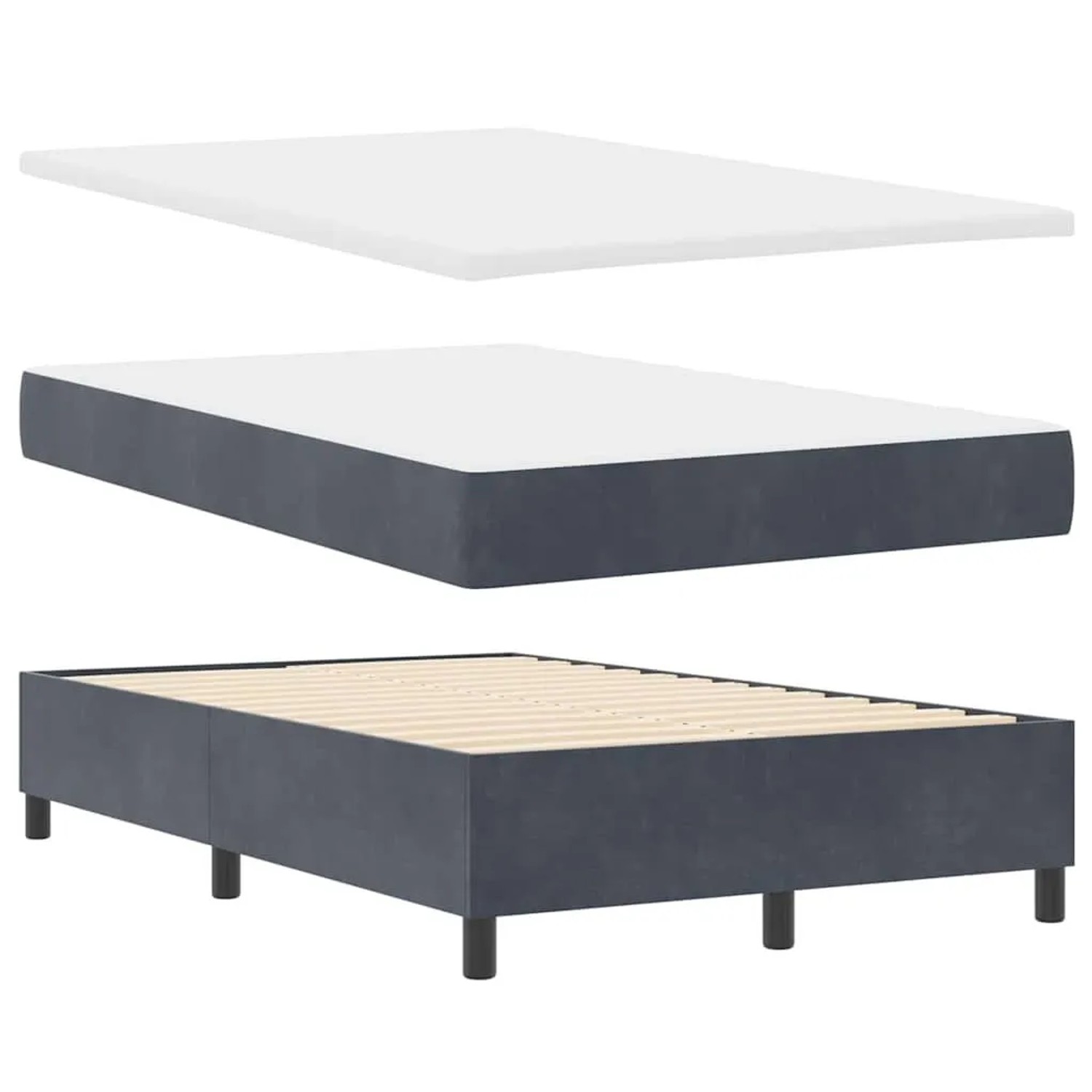 vidaXL Boxspringbett mit Matratze Dunkelgrau 120 x 200 cm Samt 3344571 günstig online kaufen