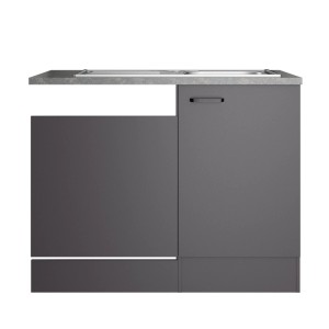 OPTIFIT Spülenunterschrank Kiel420, 110cm, anthrazit matt, mit Spüle und Blende für Geschirrspüler.