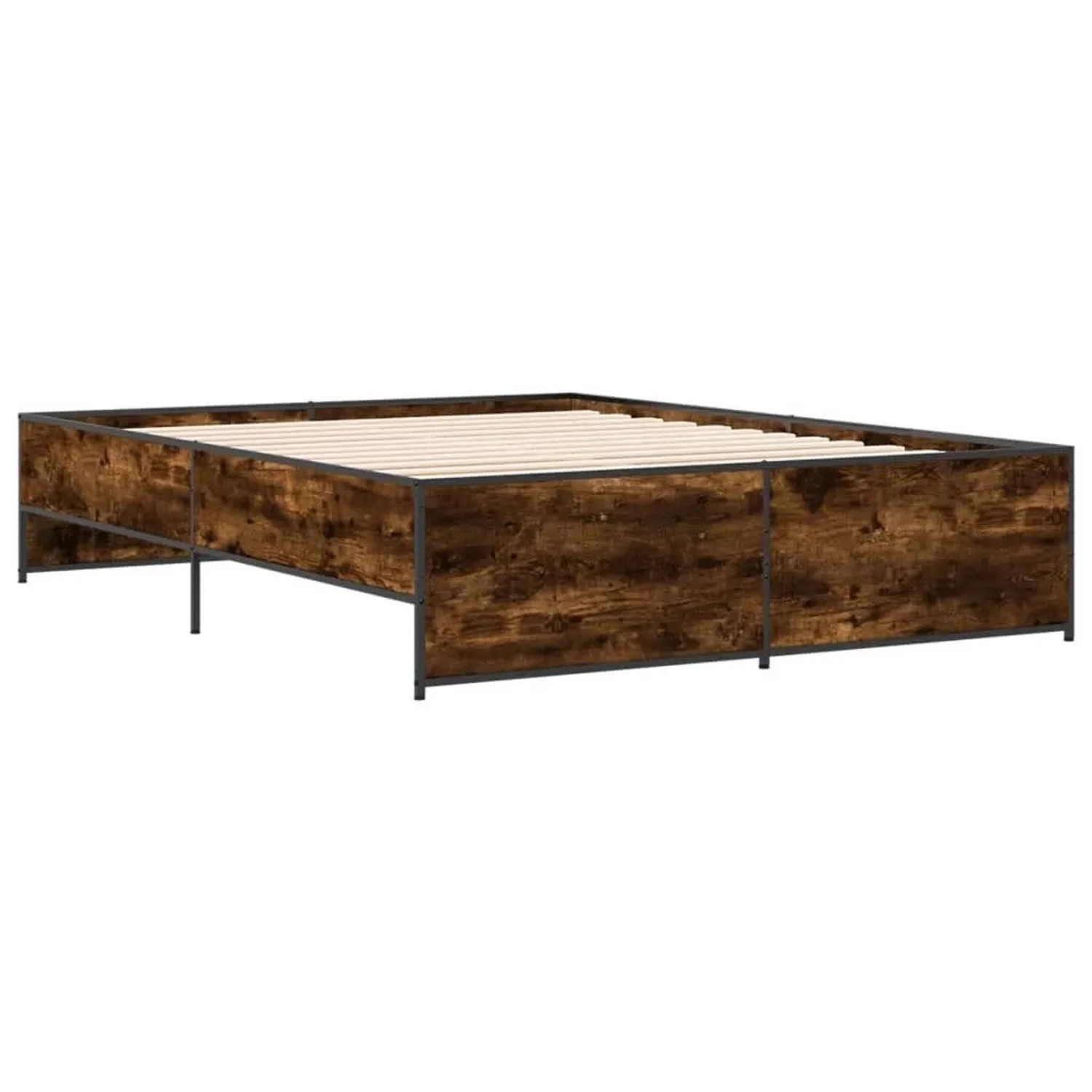 vidaXL Bettgestell Räuchereiche 150x200 cm Holzwerkstoff und Metall 3279884 günstig online kaufen