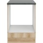 OPTIFIT Livorno290 Herdumbau 60 cm in Wildeiche Nachbildung mit anthrazitfarbener Arbeitsplatte.