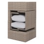 Balkonmöbel-Set Olea Mini, 5-teilig, hellgraues Polyrattan, platzsparend verstaut mit Kissen.