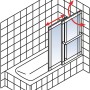 Schulte Badewannenaufsatz, ausziehbar, weiß, mit Querstreifen Dekor aus Echtglas.