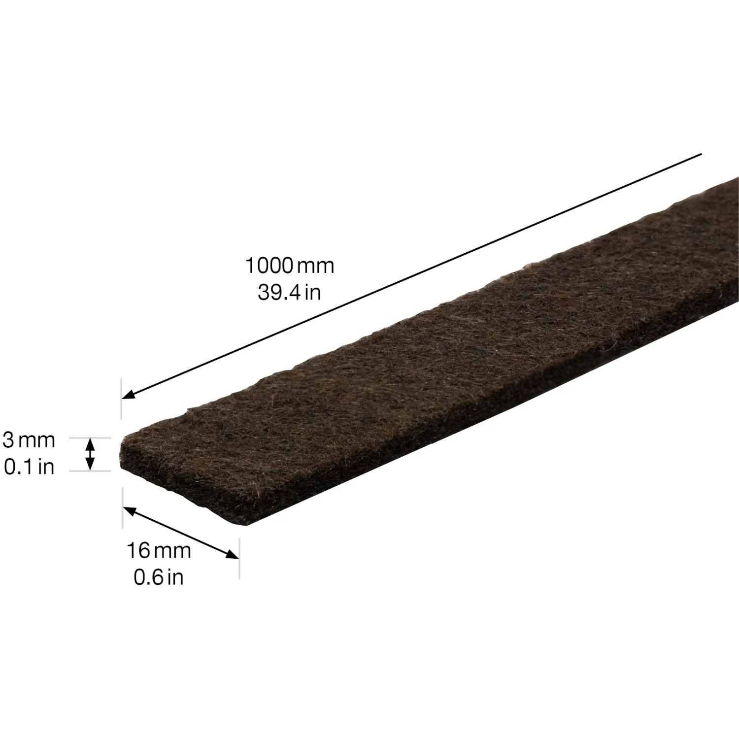 Wagner Topffüße Rolle aus braunem Filz, 1000x16mm, selbstklebend für Möbel und Pflanztöpfe.