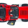 Roter Troy-Bilt Rasentraktor Pony 92T-S, Aufsicht. Gartentraktor mit Seitenauswurf.