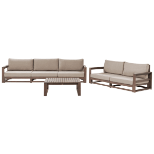 Beliani Sitzgruppe TIMOR Dunkler Holzfarbton Taupe 75x269x72