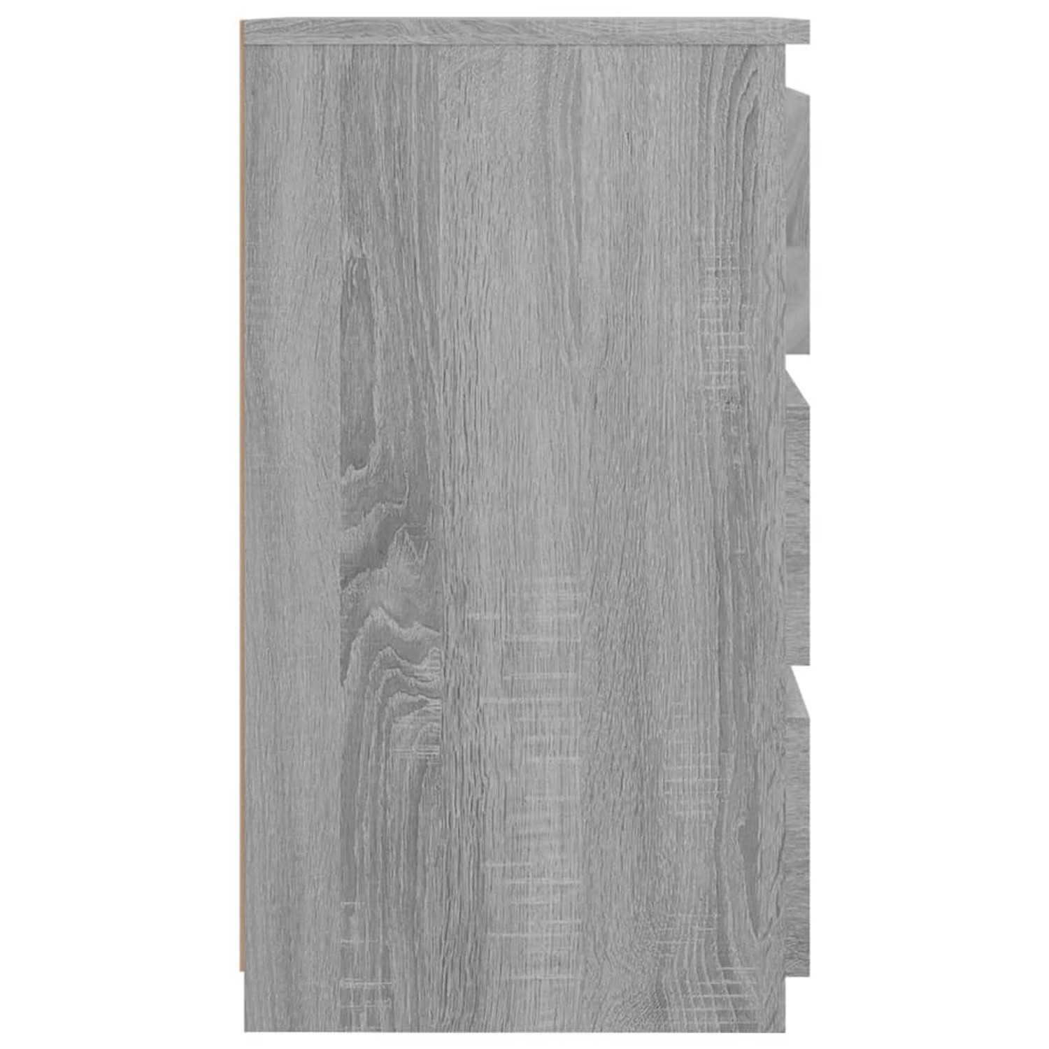 vidaXL Nachttisch 2er Set, Grau Sonoma, Holzwerkstoff, mit 3 Schubladen.