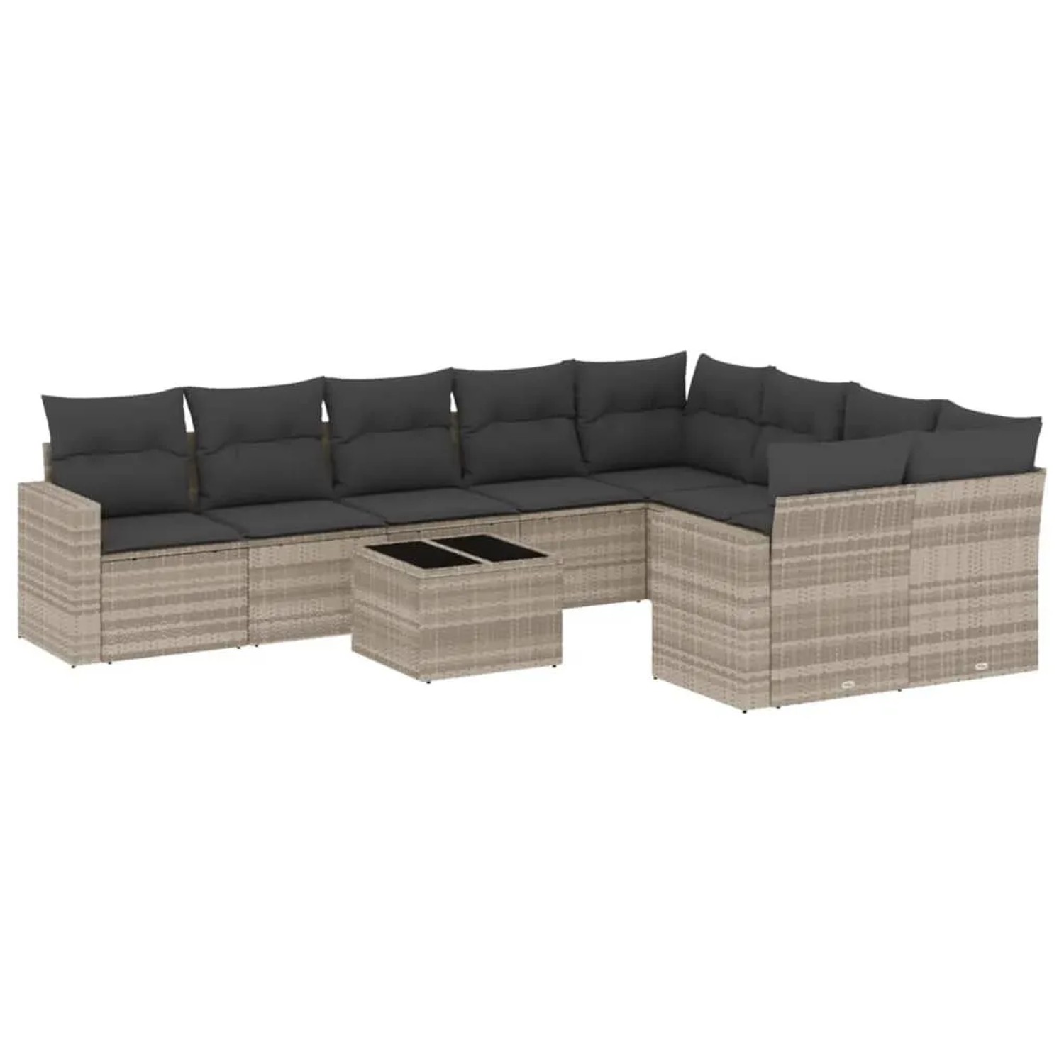 vidaXL 10-Tlg Garten-Sofagarnitur mit Kissen Hellgrau Poly Rattan 3251789 günstig online kaufen