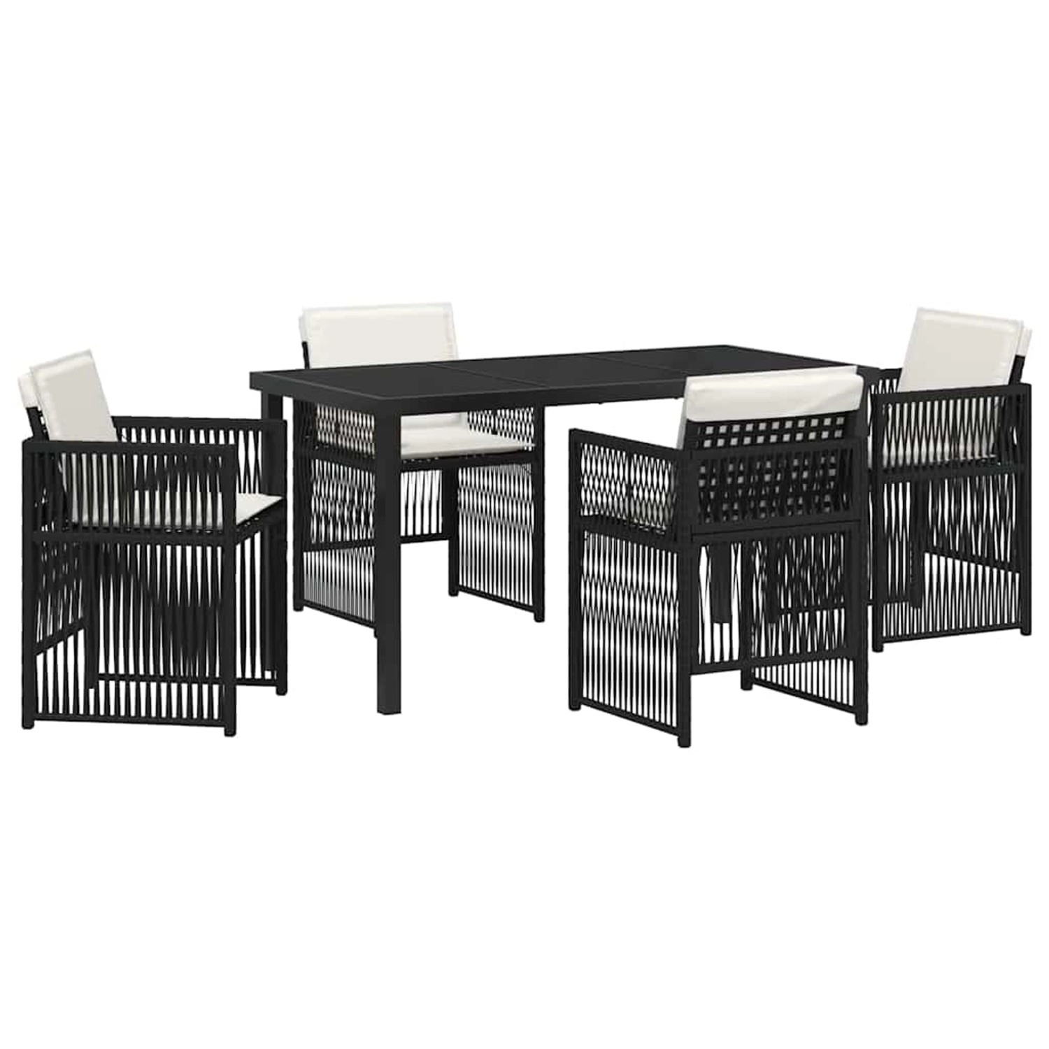 vidaXL Garten Essgruppe 5-Tlg Schwarz Poly Rattan 3380646 günstig online kaufen