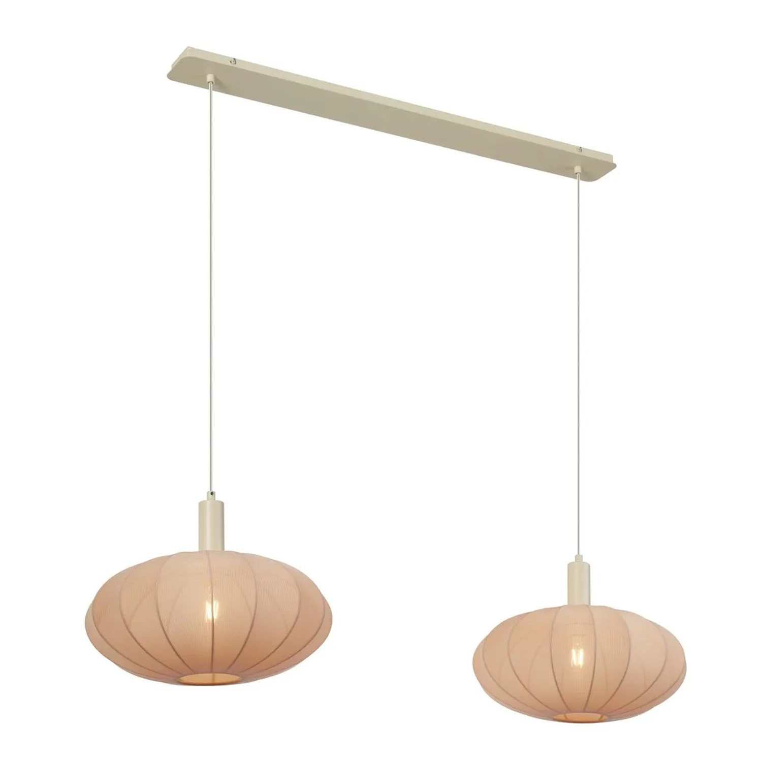 Qazqa Japandi Hängelampe Beige Mit Stoffschirm 2-flammig Bida