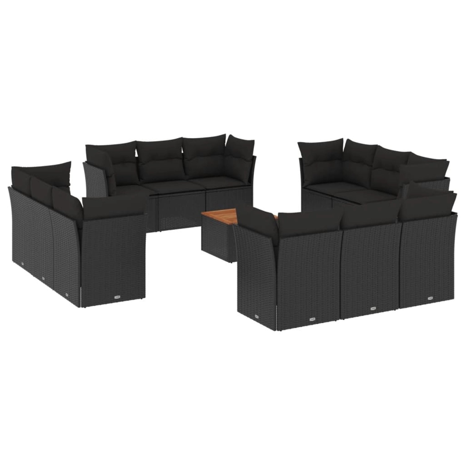 vidaXL 13-Tlg Garten-Sofagarnitur mit Kissen Schwarz Poly Rattan 3255866 günstig online kaufen