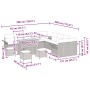 vidaXL Garten-Sofa-Set, 14-teilig, schwarz, Poly Rattan, mit Maßangaben.