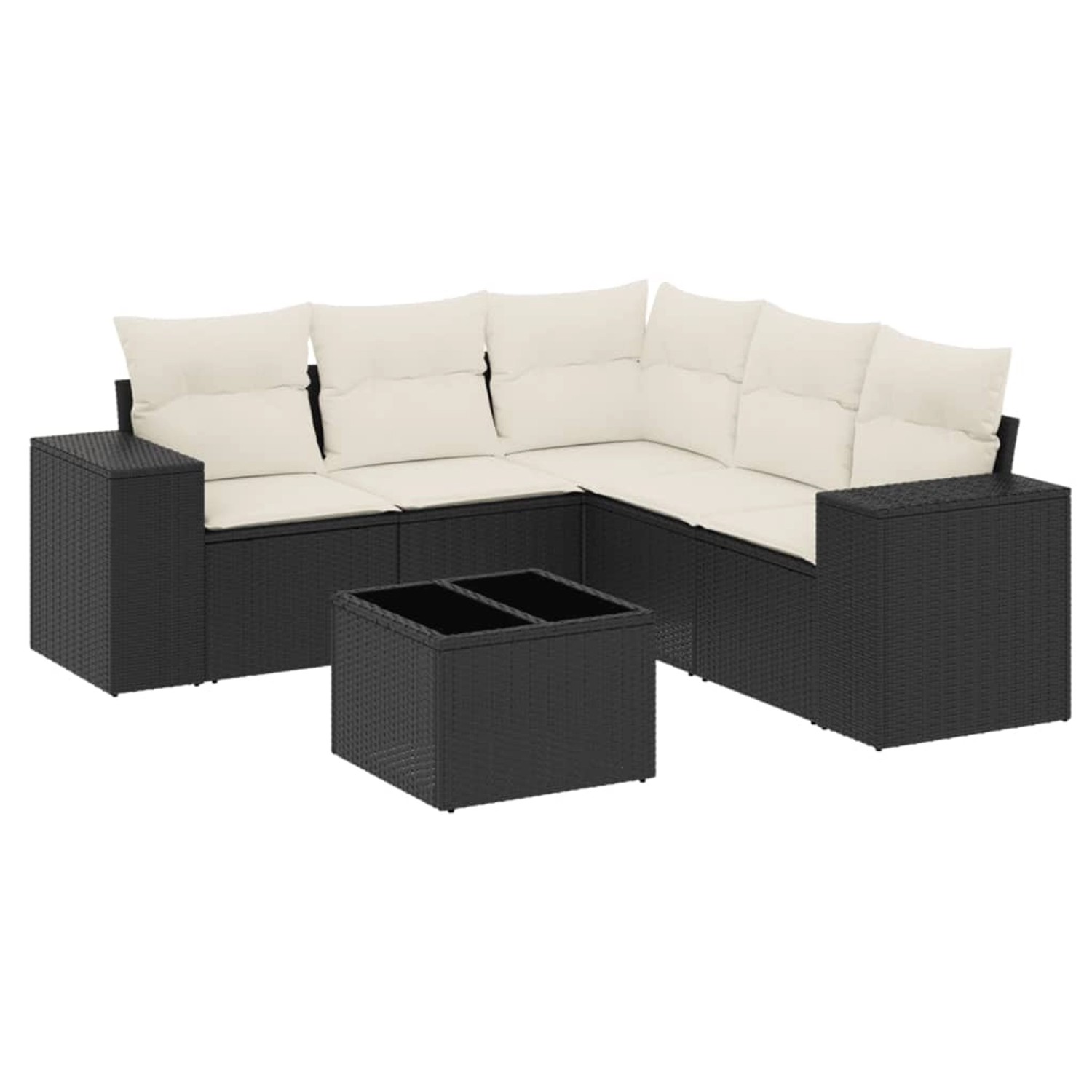 vidaXL 6-Tlg Garten-Sofagarnitur mit Kissen Schwarz Poly Rattan 3222555 günstig online kaufen