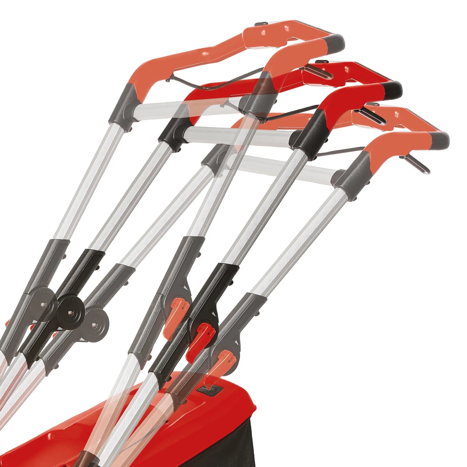 Einhell Akku-Rasenmäher GE-CM 36/37 Li Solo: Detailaufnahme des verstellbaren Führungsholms.