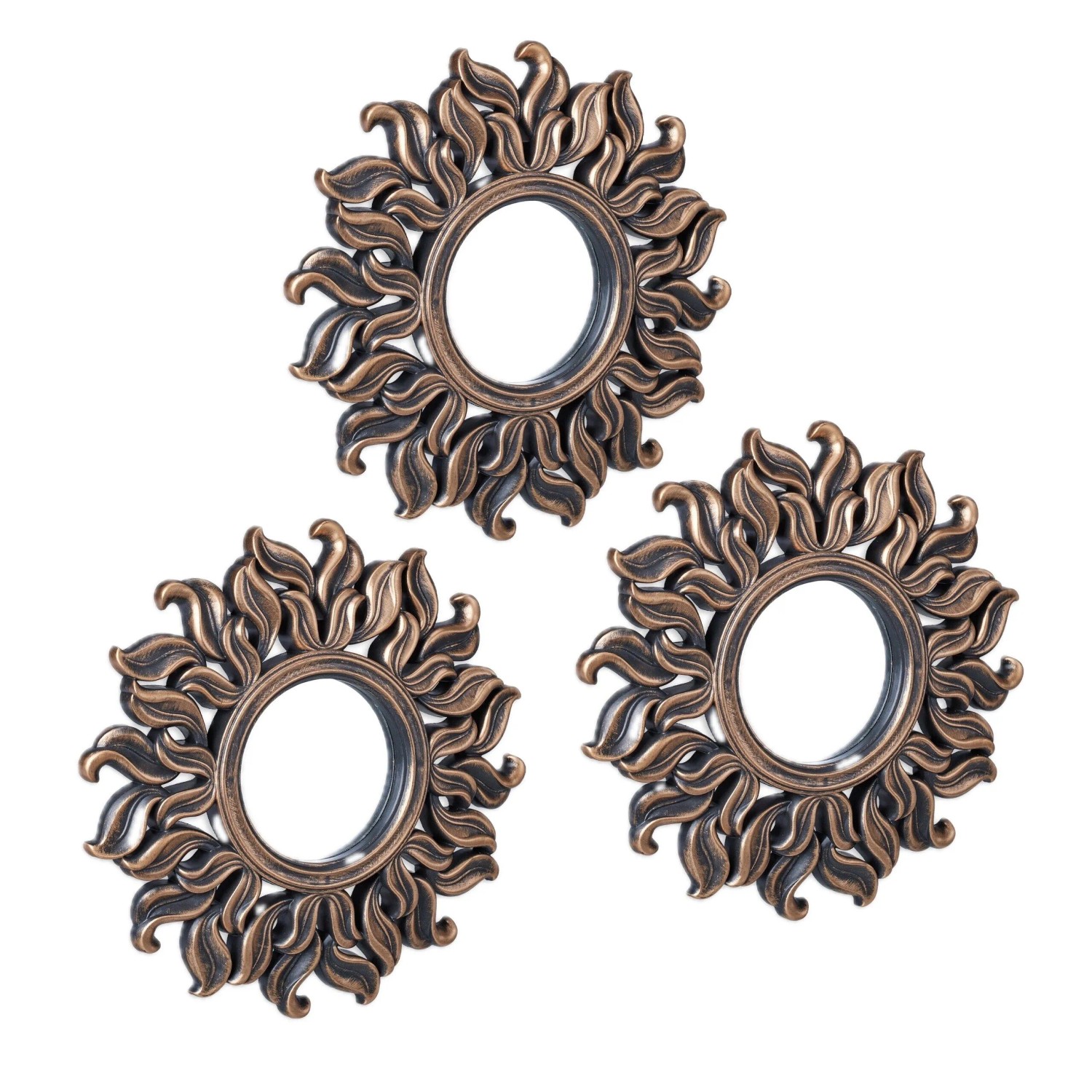 Relaxdays Sonnenspiegel 3er Set Kunststoff Glas Bronze Mit Aufhängung ø 24 cm 160 g